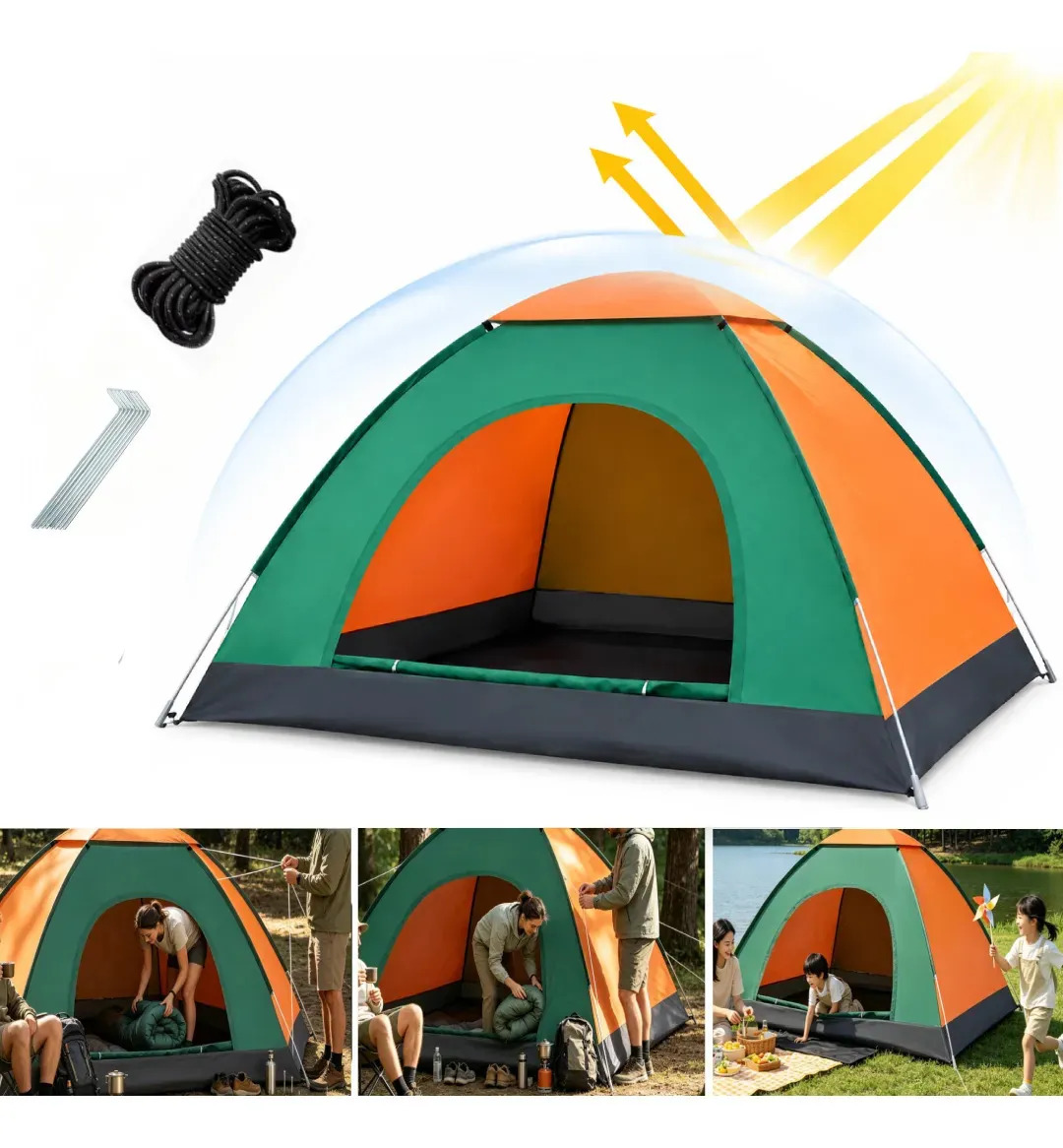 Sierra Tienda Casas De Campaña Tienda De Playa 2-3 Personas Color Naranja/verde