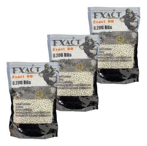 Pack 3 Balines Airsoft 1kg Armas Balines Replica Fusil 0.20g