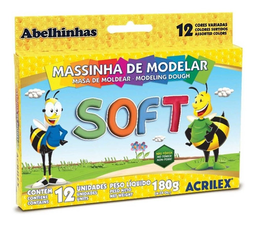 Massinha De Modelar Soft Com 12 Cores Variadas Acrilex 07312