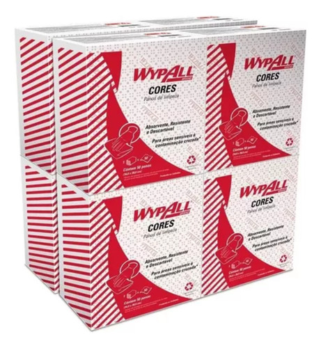 8 Panos Limpeza Wypall X50 Vermelho 8x50 Panos Kimberly
