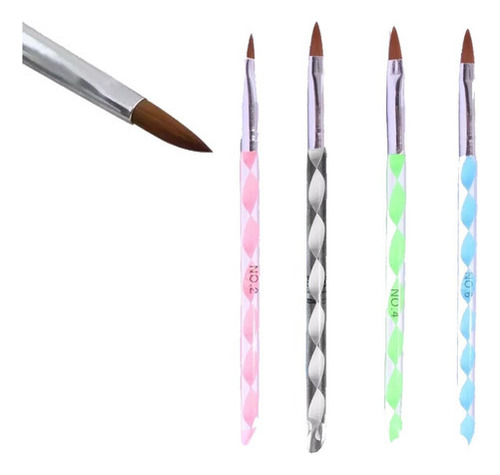 Pincel para uñas nº 246810 D&Z Porcelana color plateado pack x 5 unidades