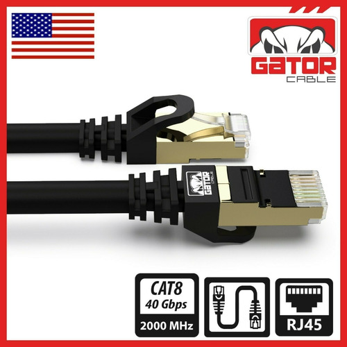 Gator Cable Usa Cat8 Round 30m Red Lan Rj45 40gbps 2000mhz