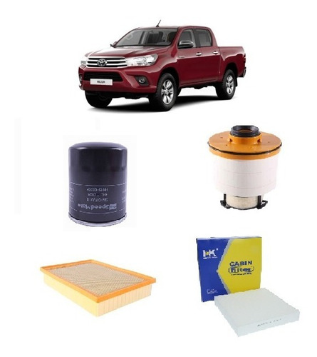 Kit De Filtros Toyota Hilux 2.4 2gd-ftv 2016-2020 Gun-revo