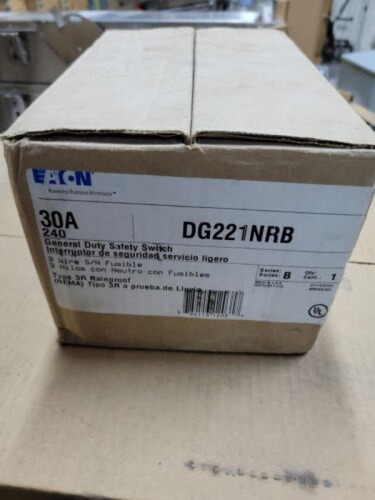 Eaton Dg221nrb Safety Switch, 30a, 2p, 240v, Type Dg, Fu Ccn