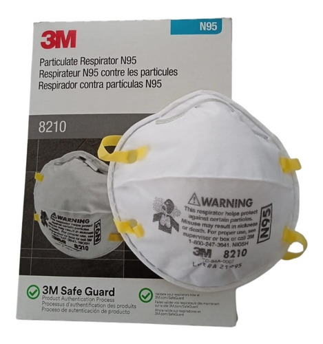 Imagen 2 de 3 de Tapabocas 3M 8210 de polipropileno y poliéster 20 cajas x 20 unidades color blanco