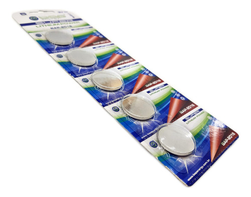 Cartela Com 5 Bateria Botão Bap Energy Super Alcalina Cr2016