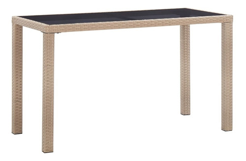 Mesa De Jardín Gris 48.4 X23.6 X29.1 Poly Rattan Color Beige