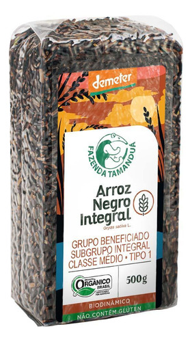 Arroz Negro Integral Orgânico Fazenda Tamanduá 500g - Kit 6x