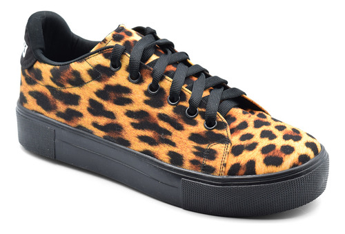 Tenis Animal Print Leopardo Café Agujeta