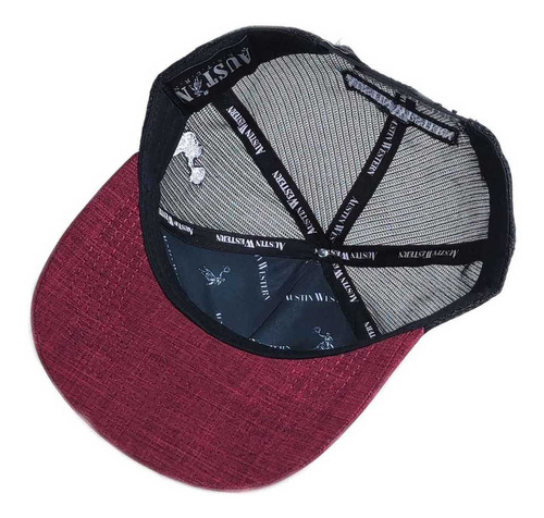 Boné Austin Western Snapback Em Tela Bordo E Preto