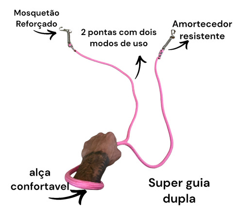 Guia Cachorro Dupla Para Porte Medio E Grande C Amortecedor