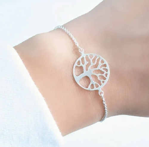 Pulsera Arbol De La Vida Plata Ajustable