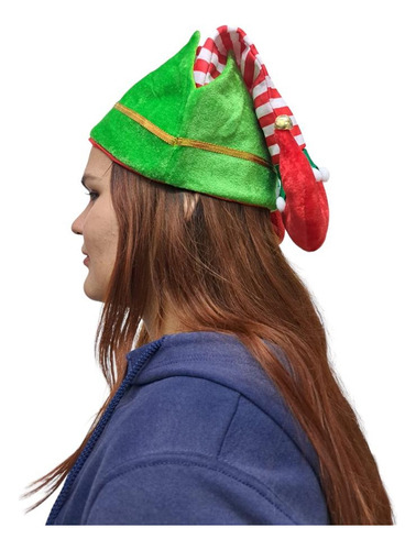 Gorro Pies Duende Santa Claus Navideño Navidad Para Adulto Color Rojo/verde