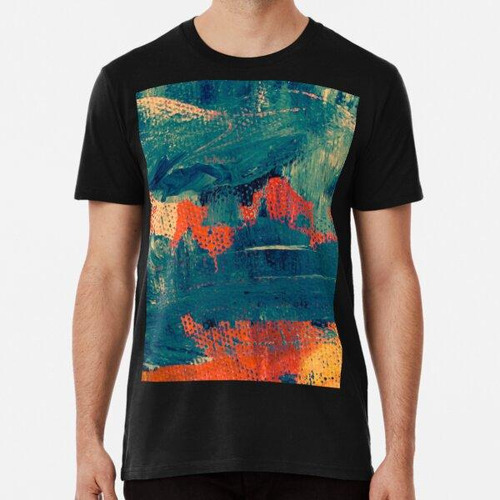 Remera Diseño De Pintura De Arte Abstracto Verde Azulado Y N