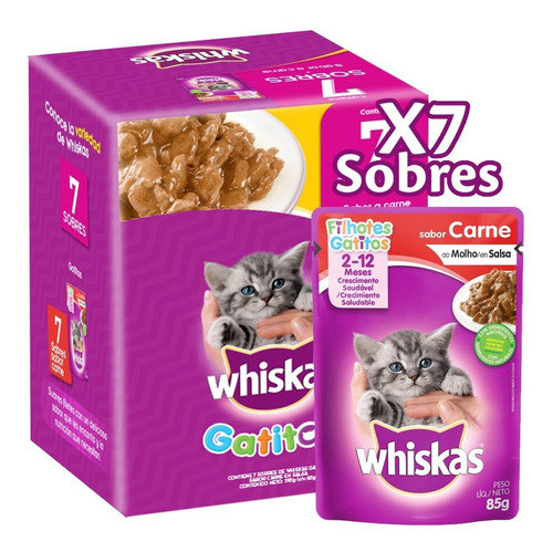 Whiskas Alimento Húmedo Para Gatitos X 7 Sobres De 85g