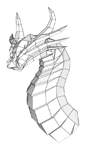 Dragón Pared Cuello Larg Papercraft Pepakura  Poligonales 3d