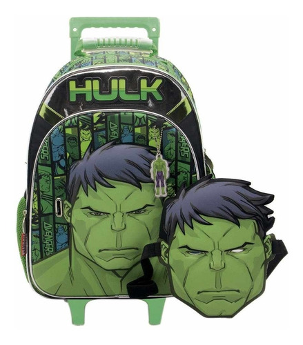 Mochila Avengers 16 Pulgadas Carro Increible Hulk + Máscara