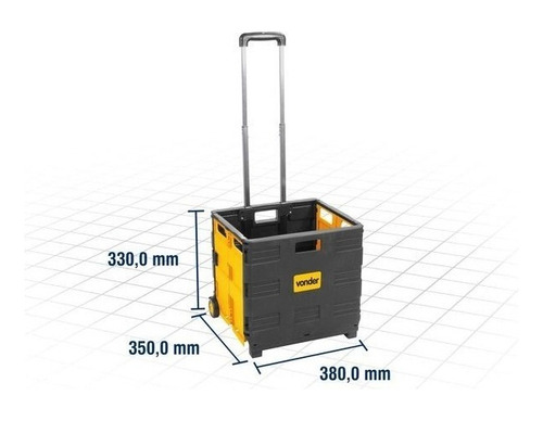 Caixa de ferramentas Vonder 61.05.000.380 de plástico com rodas 330mm x 380mm x 350mm preta e amarela