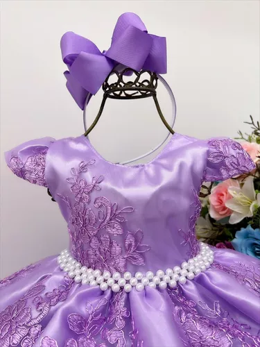 Vestido Princesa Infantil Roxo Lilás Roupa Realeza Midi Luxo serve para  Festa de Aniversário temático da Rapunzel e Sofia e Fantasia de Criança  para Carnaval