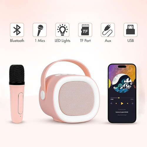 Micrófono Inalámbrico Led Con Altavoz Bluetooth Portátil Mi