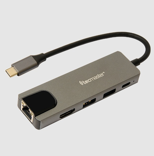 Hub Adaptador Usb Tecmaster Tipo C 5 En 1/rj45 Hdmi Para Mac