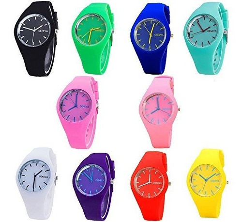 Cdybox Men Women Kids Reloj Deportivo Analogico Jelly Colorf