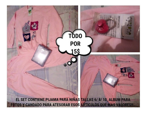 Pijamas Para Niñas T-6/8/10+candado Y Fhotoalbum De Obsequio