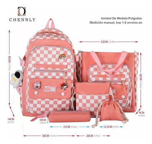 Mochilas Set 4 Pzs Escolar Bolsas Lapicera Rosa