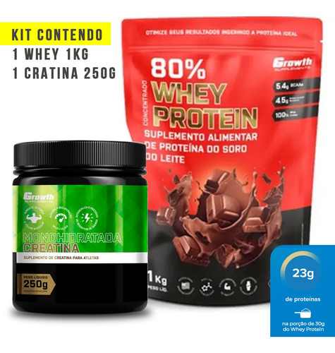 Kit Whey Protein 1kg Chocolate + Creatina Monohidratada 250g
