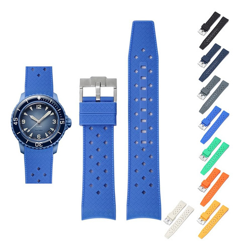 Malla Para Reloj Con Hebilla Para Blancpain X Swatch-azul