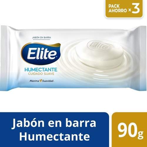 Jabón Barra Elite Humectante Cuidado Suave Pack 3 Un 90 Gr