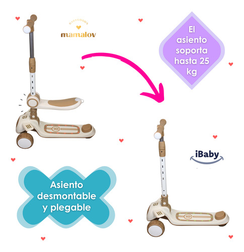 Scooter 2 En 1 Con Asiento Y Música Ibaby Cullinam 2-12 Años