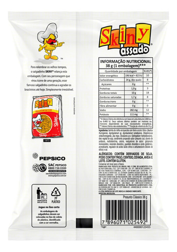 Salgadinho de Milho Presunto Skiny Clássico Pacote 38g