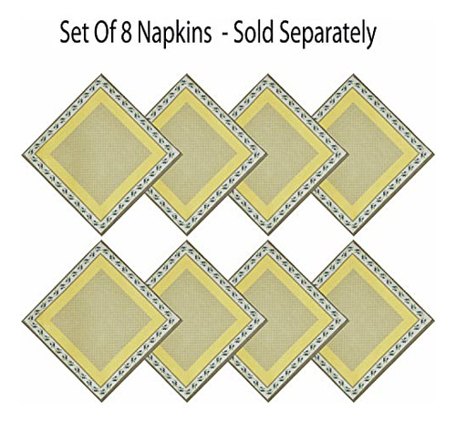 Mantel Rectangular Estampado Amarillo Y Gris 152 X 213 Cm