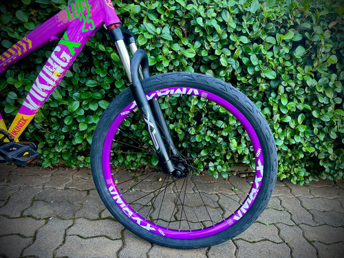 Bicicleta Vikingx Tuff Aro 26 Freio A Disco Mountain Bike Cor Roxo Amarelo Roxo Tamanho Do Quadro 13.5