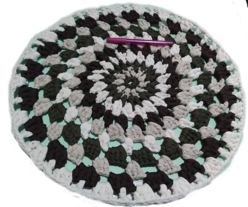 Alfombrita Artesanal Ø 50-55cm Trapillo Tejido Crochet 