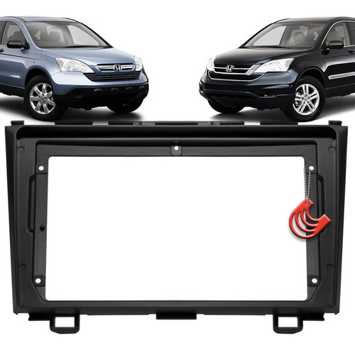 Moldura Painel 2 Din Mp5 9 Polegadas Honda Crv 2009 2010 Cor Preto