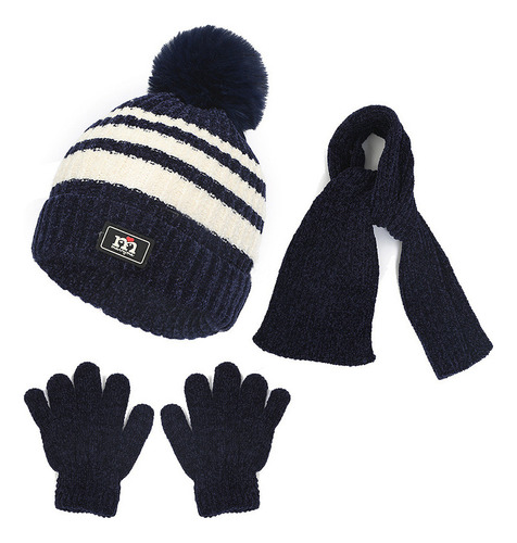 Gorro De Invierno Para Niños, Bufanda, Guantes, Conjunto Par