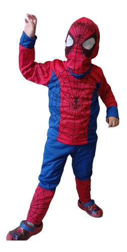 Disfraz Spiderman Para Niños Super Heroes Hombre Araña Con Mascara De Muy Buena Calidad