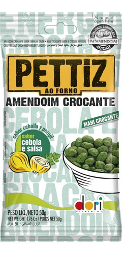 Amendoim Crocante Ao Forno Pettiz Sabor Cebola E Salsa 50g