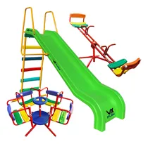 Comprar . Combo Tobogan 5 Escalones Pvc + Calesita + Sube Y Baja Color Tobogan Verde - Calesita Rojo