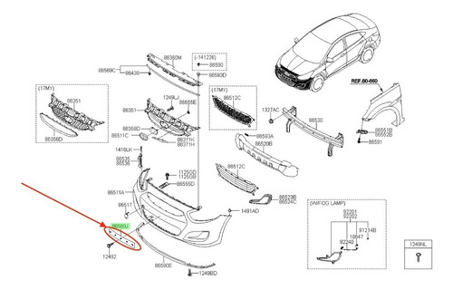 Moldura Porta Patente Del. Hyundai Accent Rb 2014 2020