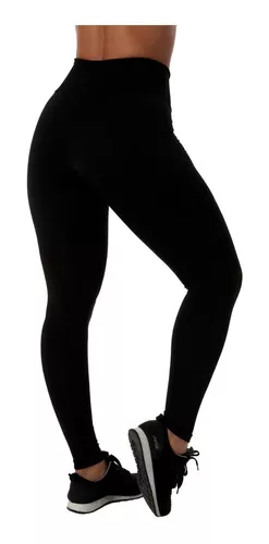 Kit 3 Calça Legging Academia Cintura Alta Cós Duplo Básica Lisa Feminina -  Preto