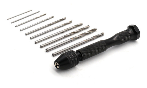 25 Brocas Helicoidales En Caja, Perforadora Manual Negra, Pe