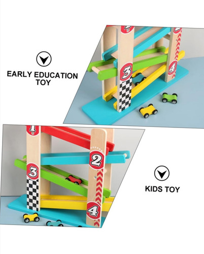 Pista De Madera Con 4 Vehículos. Sparke Create Imagine Multicolor