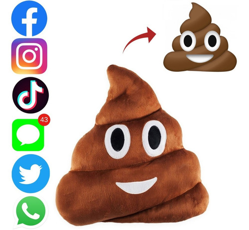 Almofada Emoji Whatsapp Cocozinho Coco 35 Cm Antialérgico Cor Marrom