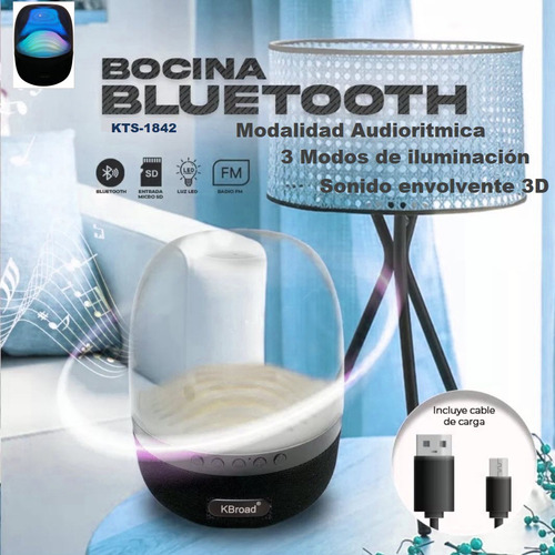 Bocina Capsula Bluetooth Audio Rítmica Recargable Led Multic