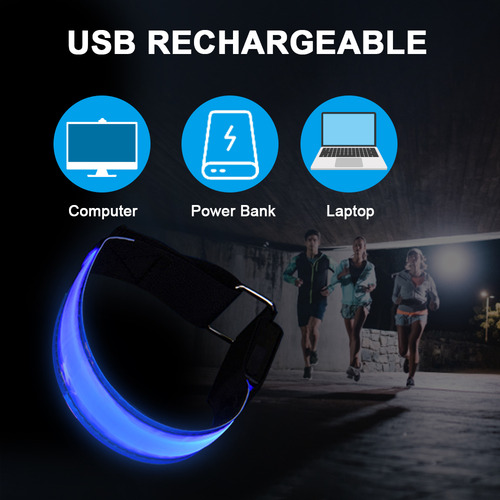 [ Brazalete Led Recargable Por Usb Para Correr De Noche Y