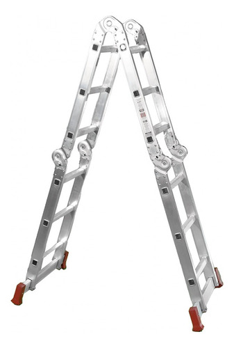 Escada Multifuncional De Alumínio 4x3 Rotterman ESC0292 12 degraus 13 em 1 Cinza