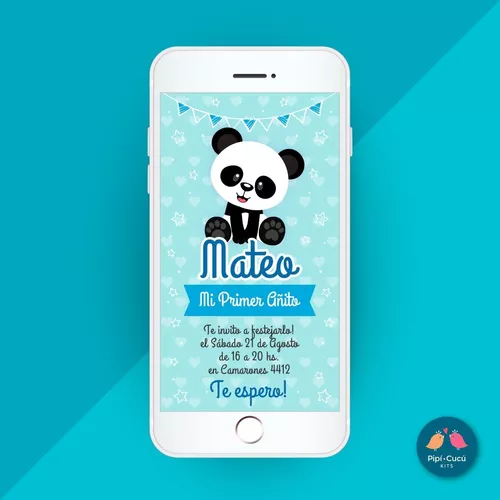 Invitación Virtual Digital Imagen - Osito Panda